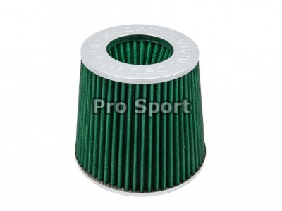 Фильтр воздушный Pro.Sport MEGA FLOW, зеленый/хром (150x130, D=70) - Тюнинг ВАЗ Лада VIN: RS-03565. 