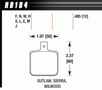 Колодки тормозные HB104H.485 HAWK DTC-05 Wilwood DL Single, Outlaw w/ 0.156 in. center hole 12 mm