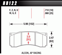 Колодки тормозные HB122G.980 HAWK DTC-60 ALCON CAR89 / AP RACING / Stop Tech ST-60