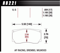 Колодки тормозные HB221G1.10 HAWK DTC-60 AP Racing, Wilwood 28 mm