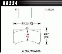 Колодки тормозные HB224U1.12 HAWK DTC-70 Wilwood, Alcon 29 mm