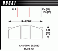 Колодки тормозные HB331U1.17 HAWK DTC-70 AP Racing, Brembo 30 mm
