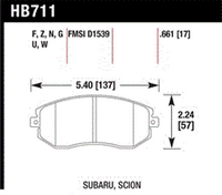 Колодки тормозные HB711G.661 HAWK DTC-60 перед Subaru BRZ, Forester, Impreza 2011- , Legacy, Outbac