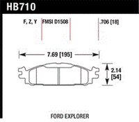 Колодки тормозные HB710Y.706 HAWK LTS перед Ford Explorer 2011-2013