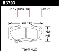 Колодки тормозные HB703P.665 HAWK SD передние TOYOTA HILUX 2005- 
