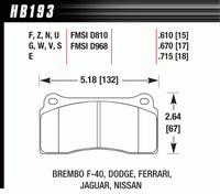 Колодки тормозные HB193F.670 HAWK HPS Brembo тип B, H, P / Rotora FC4 / Nissan GTR R35