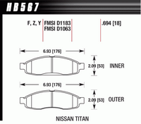 Колодки тормозные HB567Y.694 HAWK LTS передние INFINITI QX56 / Nissan Armada, Pathfinder до 2006 г.
