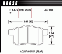 Колодки тормозные HB626F.577 HAWK HPS Acura/Honda (Rear) 14 mm