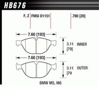 Колодки тормозные HB676F.671 HAWK HPS BMW M5, M6 (E60, E61, E63, E64)