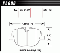 Колодки тормозные HB686Y.645 HAWK LTS задние Range Rover V8 Supercharged/Sport 2010-2013