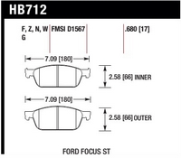 Колодки тормозные HB712N.680 HAWK HP Plus перед Ford Focus ST 2013- 