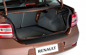 Накладка на задний бампер (чёрное тиснение) Renault Logan 2014-