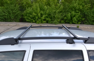 Рейлинги с поперечинами алюминиевые (Чёрный Муар) Усиленный Chevrolet Niva (2002-2016)