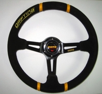 Руль (350 мм) DRIFTING (с выносом), замша, чёрный, с жёлтыми вставками MOMO Style