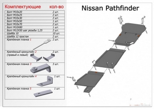 Защита картера и радиатора Nissan Pathfinder III 2004-2014 г.в.