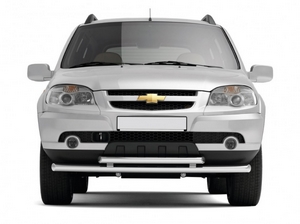 Защита переднего бампера двойная 63/51 мм (НПС) Chevrolet Niva 2009-