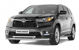 Защита переднего бампера двойная 63/51мм (НПС) Toyota Highlander 2014-