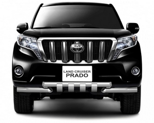 Защита переднего бампера двойная с зубьями 63/63мм (НПС) Toyota Land Cruiser 150 Prado 2013-
