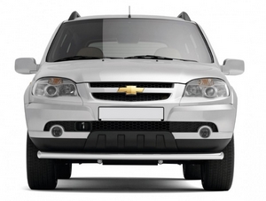 Защита переднего бампера одинарная 63 мм (НПС) Chevrolet Niva 2009-