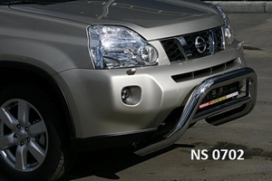 Защита переднего бампера решётка мини Nissan X-Trail (2007 - 2010)