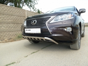 Защита переднего бампера скоба с АКУЛОЙ Lexus RX 350, RX 270 (2012 - 2014)