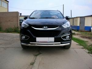 Защита переднего бампера труба двойная Hyundai ix35 (2010 - н.в.)
