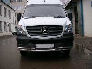 Защита переднего бампера труба двойная Mercedes-Benz Sprinter 515 (2014 - н.в)