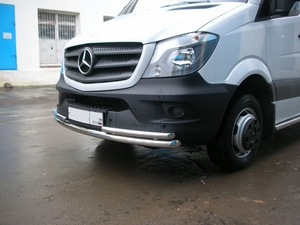 Защита переднего бампера труба двойная Mercedes-Benz Sprinter 515 (2014 - н.в)