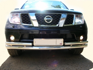 Защита переднего бампера труба двойная Nissan Pathfinder (2005 - 2009)