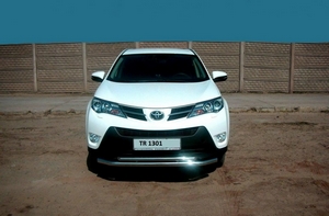 Защита переднего бампера труба двойная Toyota RAV4 (2013 - 2014)