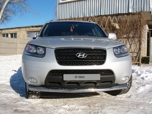 Защита переднего бампера труба Hyundai Santa Fe (2006 - 2009)