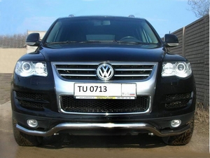 Защита переднего бампера волна Volkswagen Touareg (2007 - 2009)