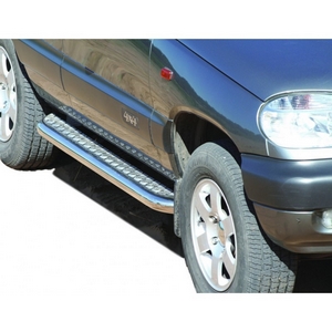 Защита порогов с алюминиевым листом (d63.5), ВАЗ 2123 Chevrolet Niva, окрашенное / нержавеющая сталь