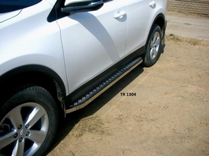 Защита порогов с накладкой лист Toyota RAV4 (2013 - 2014)