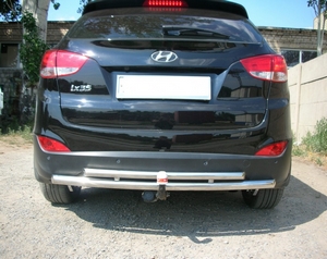 Защита заднего бампера труба двойная Hyundai ix35 (2010 - н.в.)