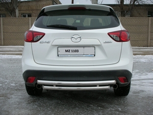 Защита заднего бампера труба двойная Mazda CX-5 (2011 - н.в.) (60, 60 мм)