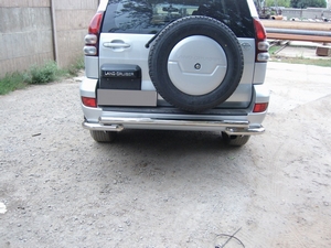 Защита заднего бампера труба с угловой защитой Toyota Land Cruiser Prado 120 (2003 - 2009) (60, 60 мм)