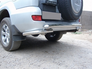 Защита заднего бампера труба с угловой защитой Toyota Land Cruiser Prado 120 (2003 - 2009) (60, 60 мм)