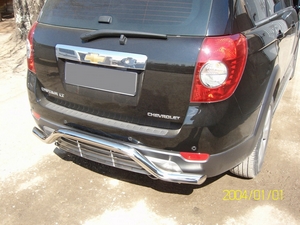 Защита заднего бампера волна + декоративная решётка Chevrolet Captiva (2006 - 2009)